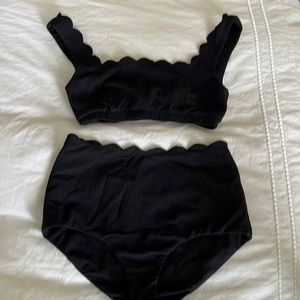 Marysia black scalloped two piece high waist